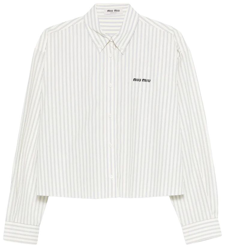 

Полосатая поплиновая рубашка Miu Miu, кремовый