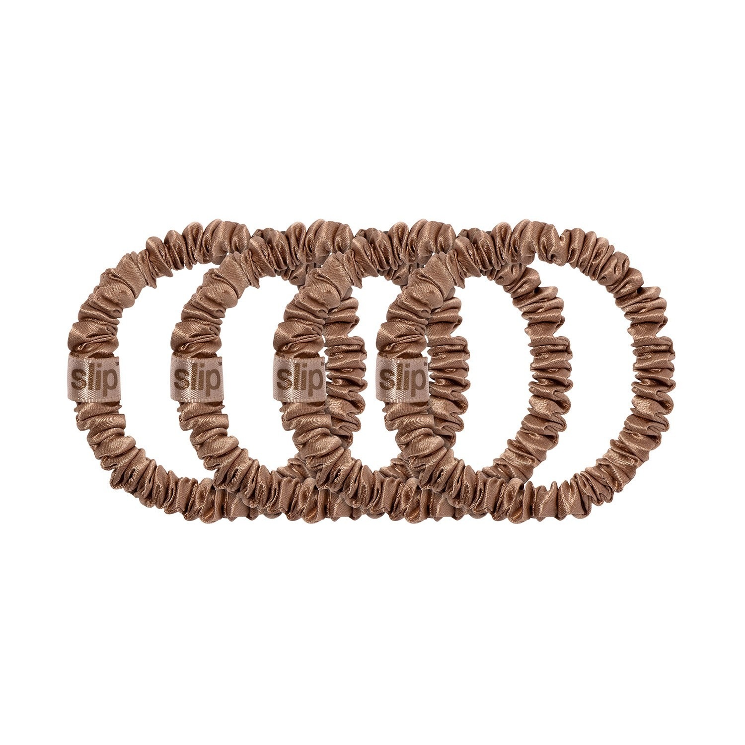 Резинка для волос schmal scrunchies back to basics, reine seide - kupfer Slip, light brown, количество 1 шт. — фото 2