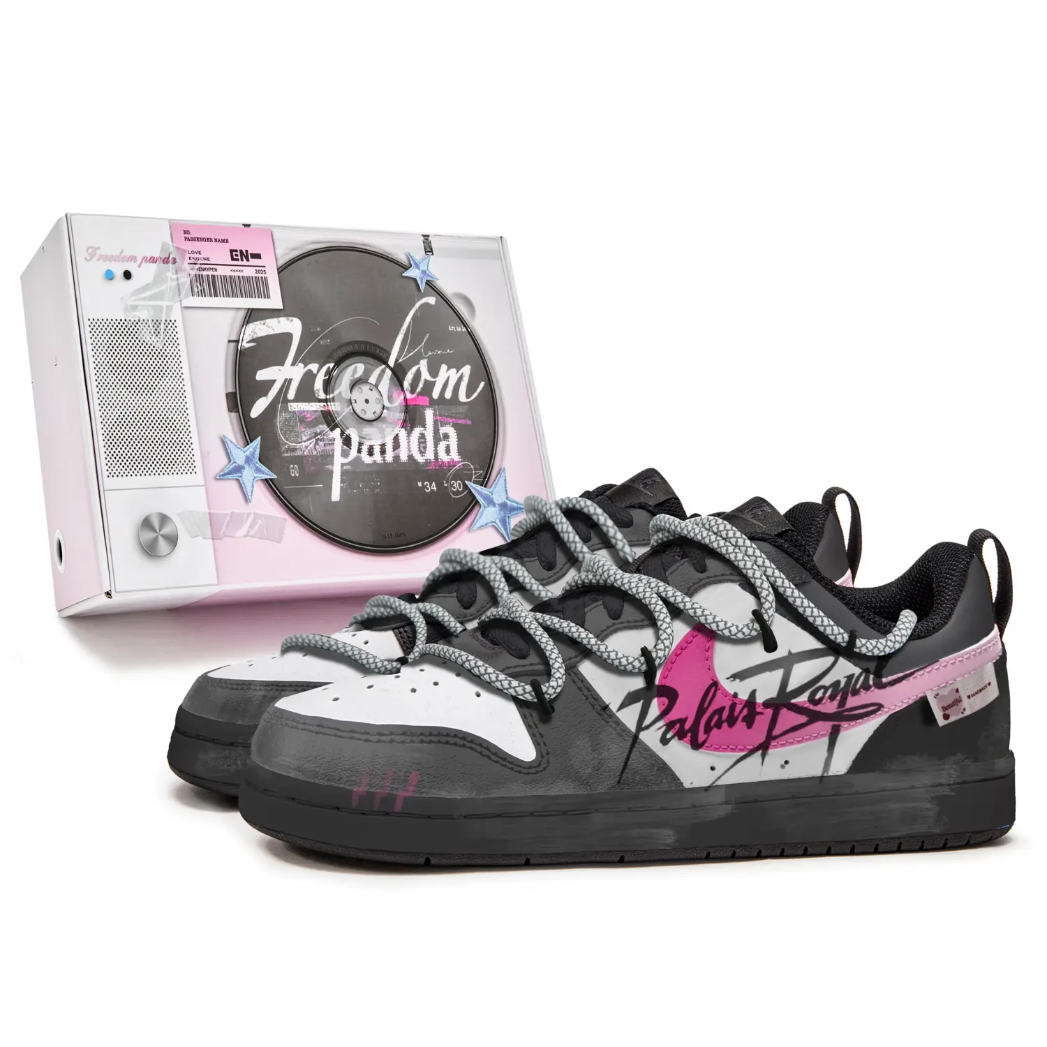 

Кроссовки Nike Court Borough Kids' Skateboarding Shoes Grade School, черный/розовый