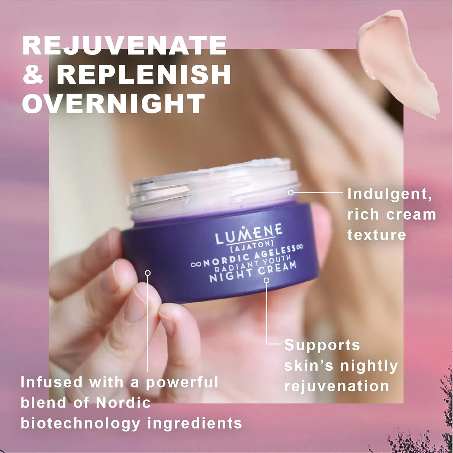 Крем для лица Lumene — Ночной Nordic Ageless [Ajaton] Radiant Youth, 50 мл — фото 4