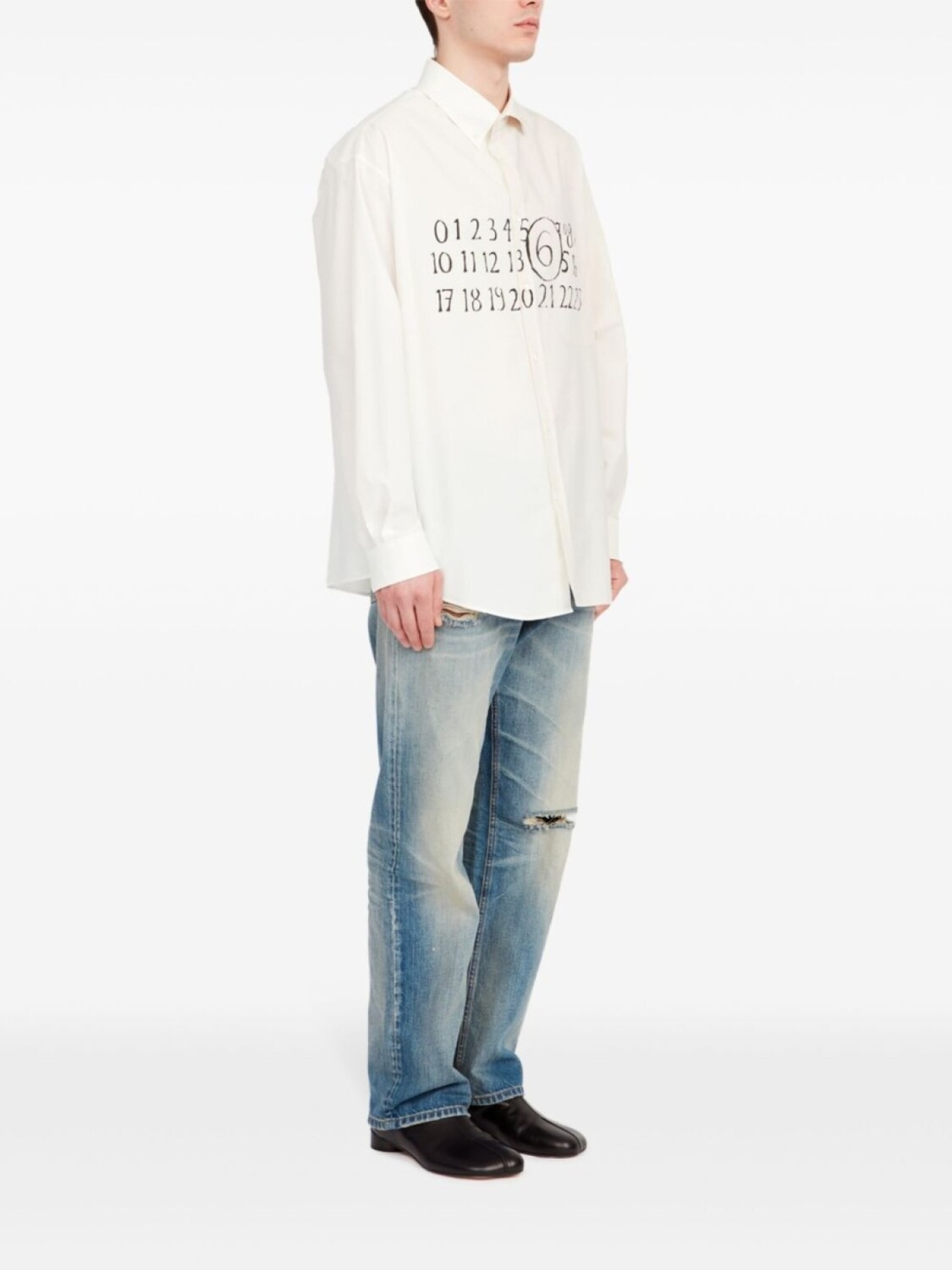 Асимметричная хлопковая рубашка MM6 Maison Margiela, нейтральный цвет — фото 3