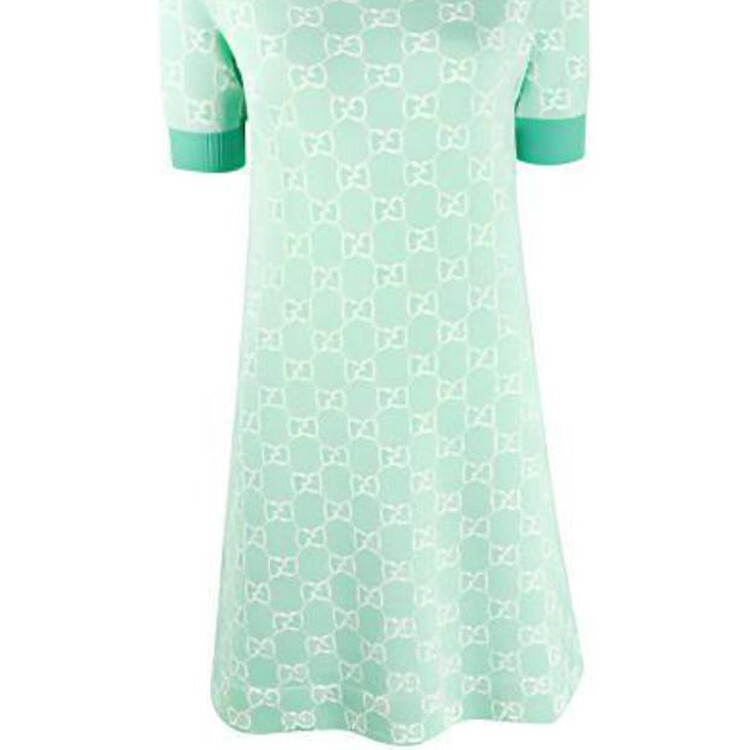 Платье Gucci с короткими рукавами, элегантный стиль, бирюзовый — фото 4