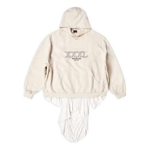 

Толстовка xxxl patched t-shirt hoodie oversized 'ecru' Balenciaga, экрю