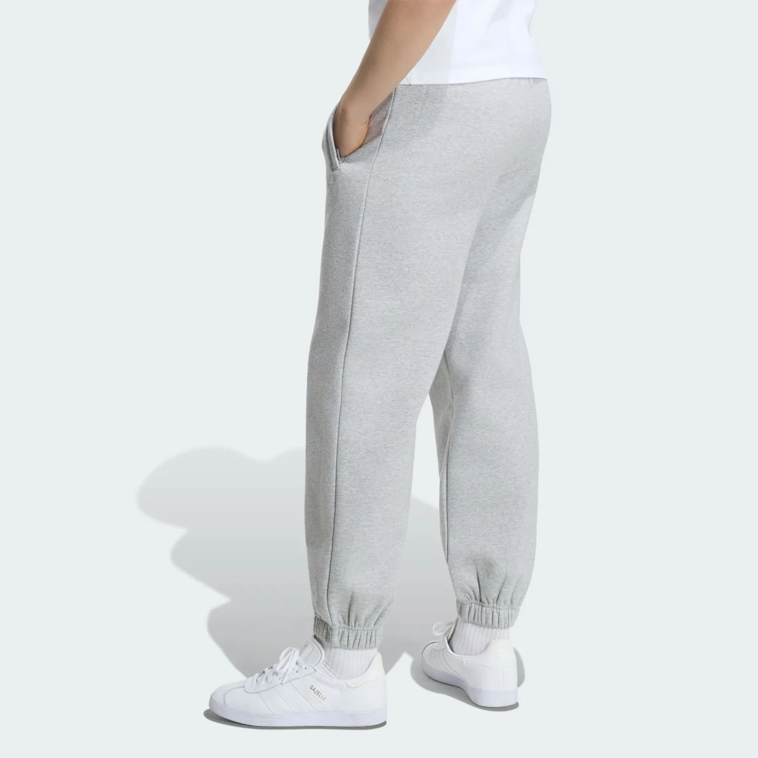 Брюки Adidas Originals свободного кроя Trefoil светло-серого цвета — фото 3