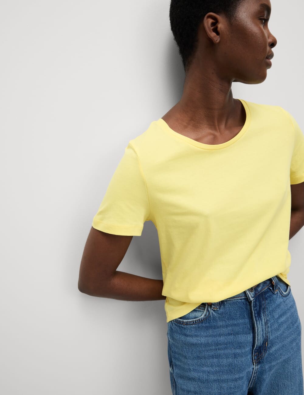 

Футболка из чистого хлопка Marks & Spencer, цвет Buttercup