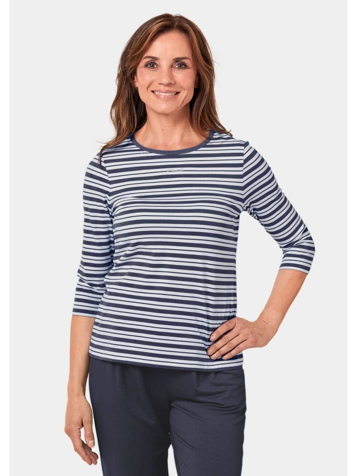 

Полосатая рубашка с вырезом-лодочкой в темно-синем / белом / полосатом цвете GOLDNER