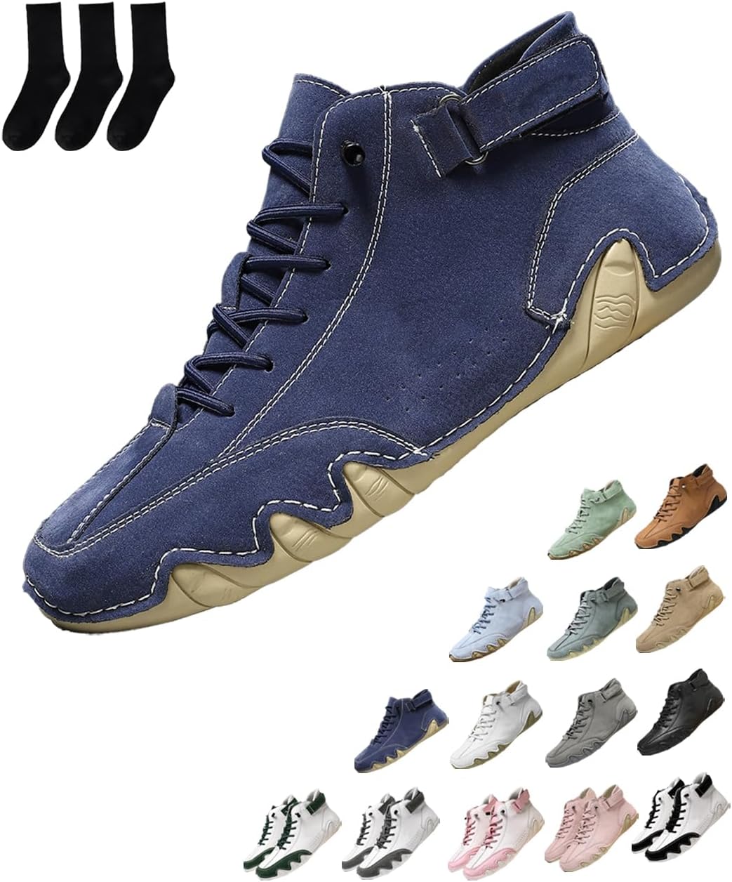 

Удобная обувь для мужчин и женщин для улицы - ортопедические слипоны, модная повседневная обувь - ручная работа, замшевые, дышащие, нескользящие кроссовки для повседневной носки на улице Generic, темно-синий