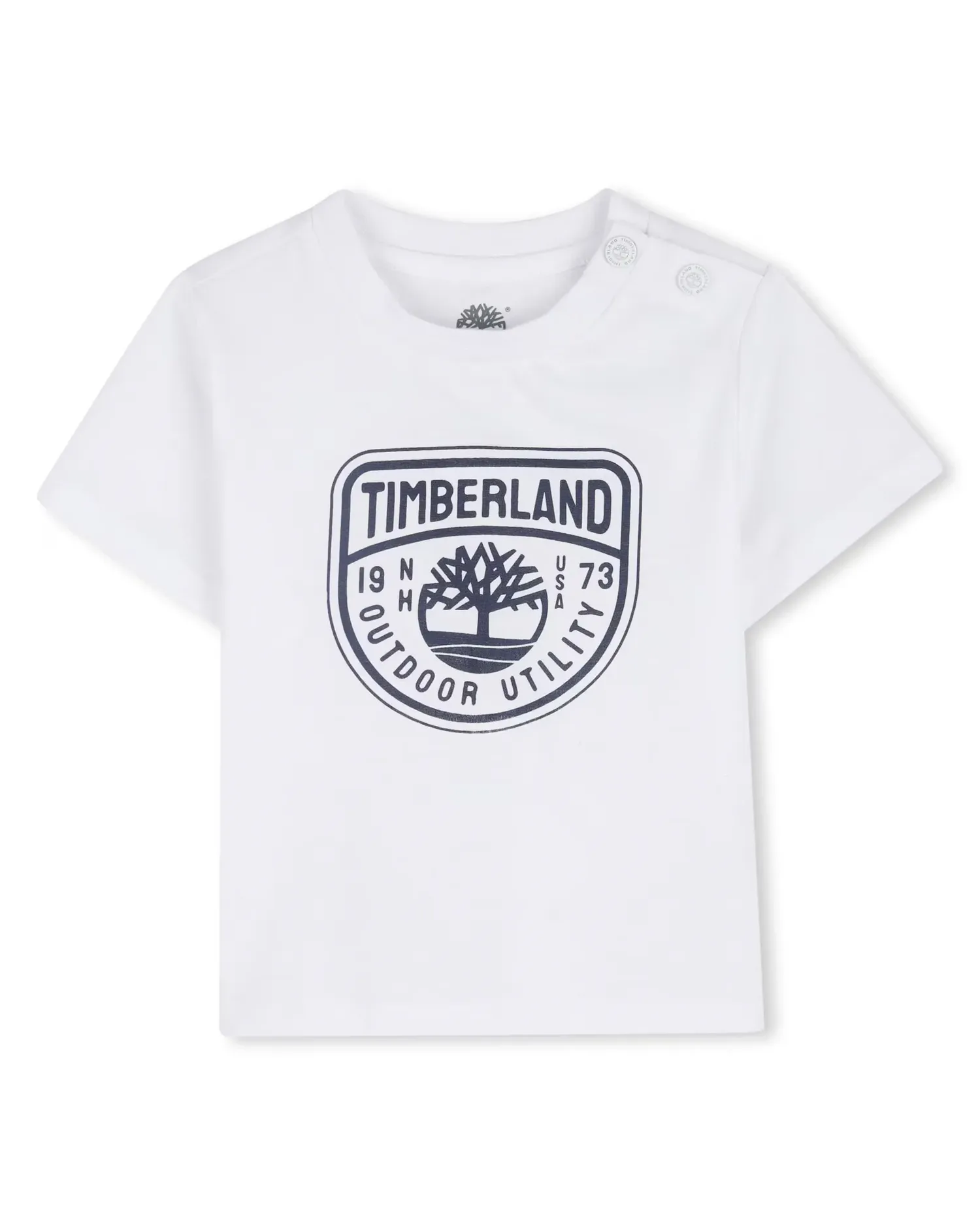 Футболка для мальчика с короткими рукавами и рисунком спереди из хлопка Timberland, белый