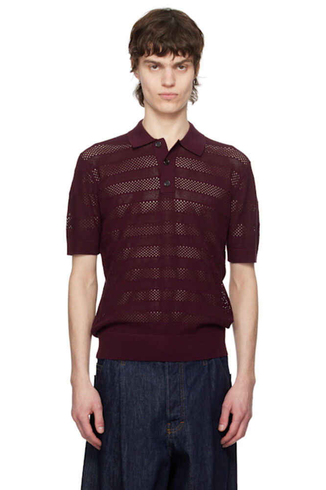 

Поло бордового цвета с открытой вязкой Dries Van Noten