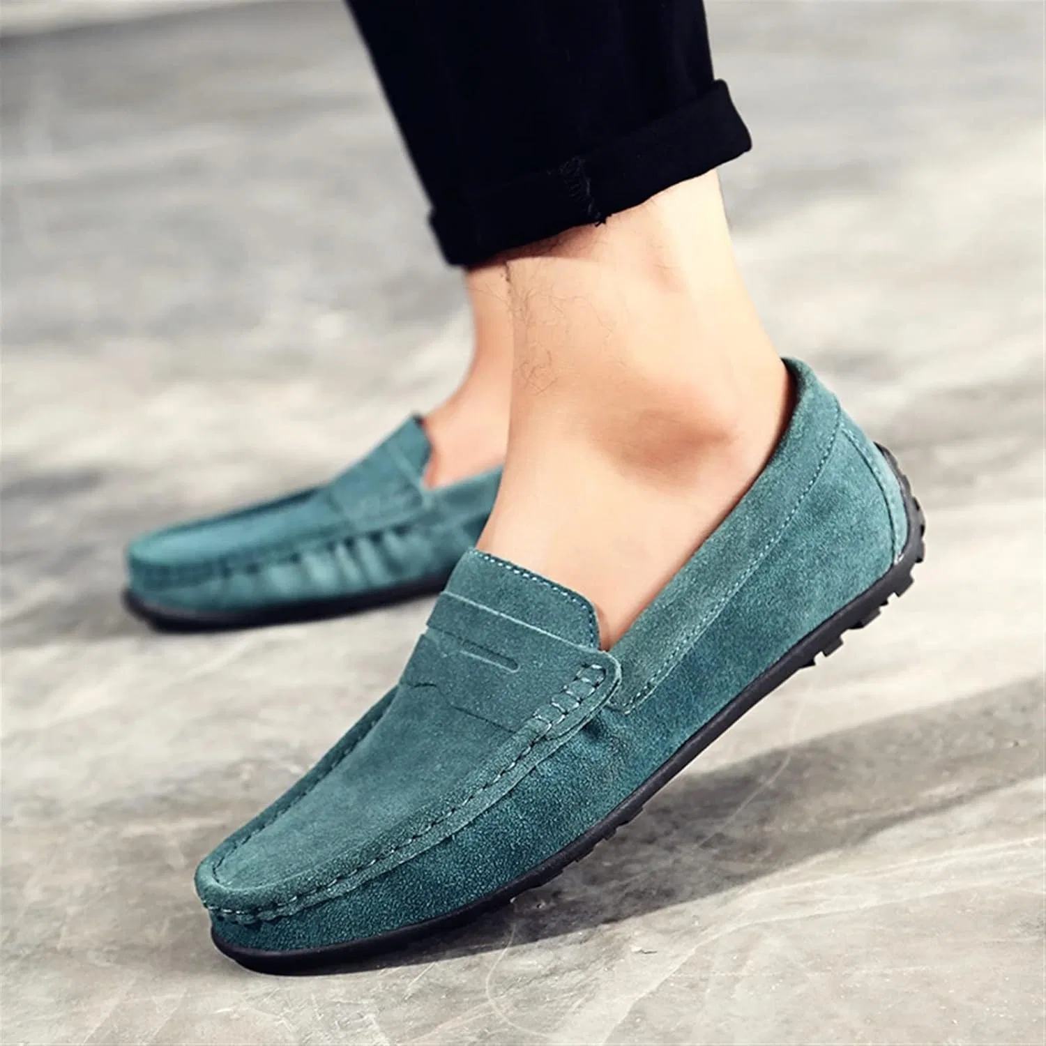 Лоферы кожаные JIADELI Loafers, зеленый — фото 2