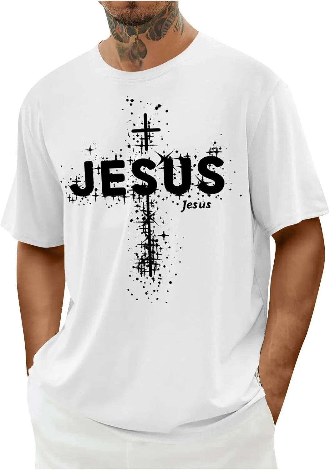 

Футболка Jesus с принтом креста для мужчин, короткий рукав Sdeycui