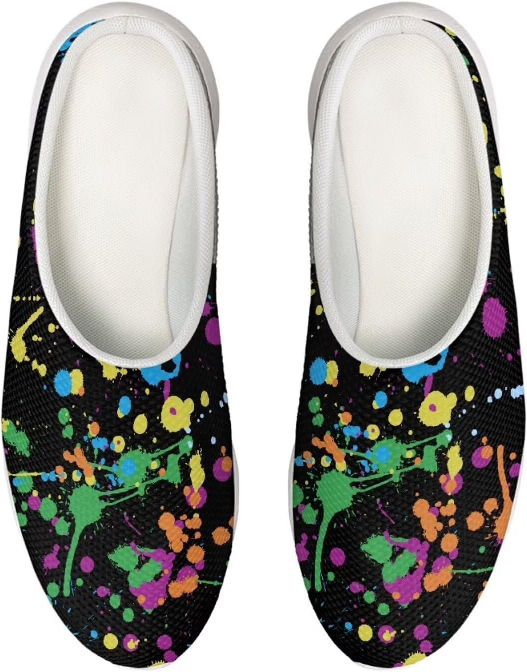 

Женские сабо-клоги Forchrinse Blue Palm Tree с сеткой, легкие для ходьбы, с мягкой поддержкой свода стопы, для работы, ухода за больными, Paint Splatter