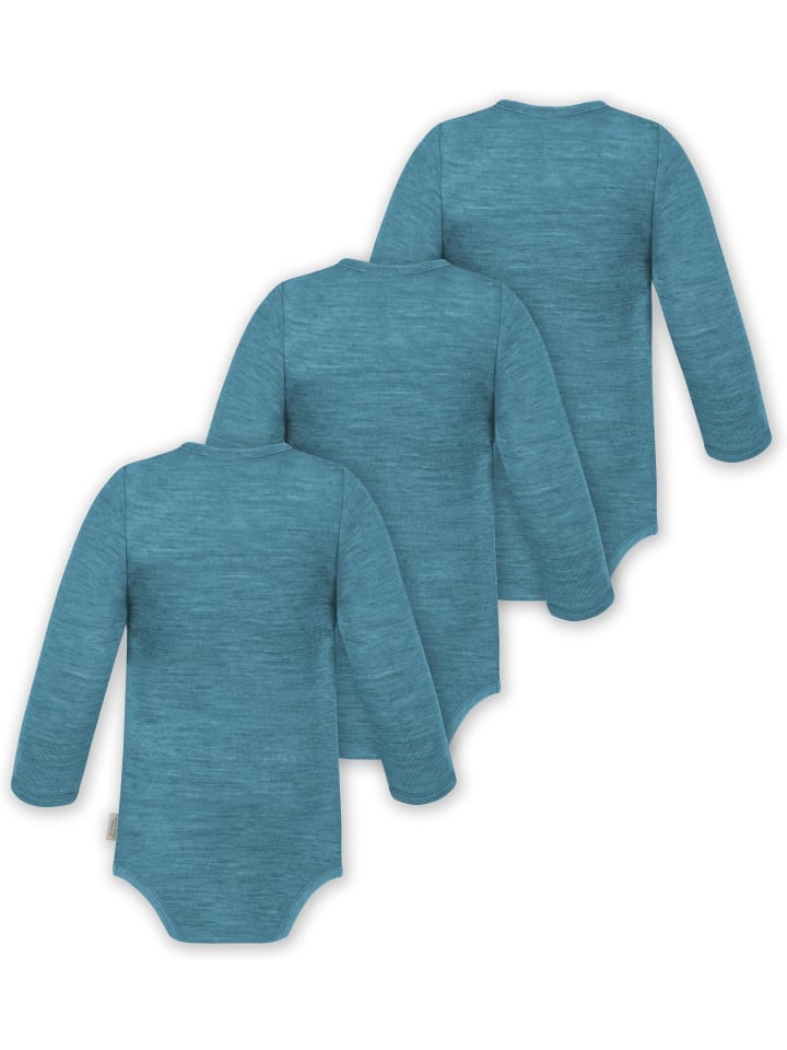 Normani Outdoor Sports Набор из 3 детских боди из мериносовой шерсти с длинными рукавами, цвет Окленд, синий — фото 2