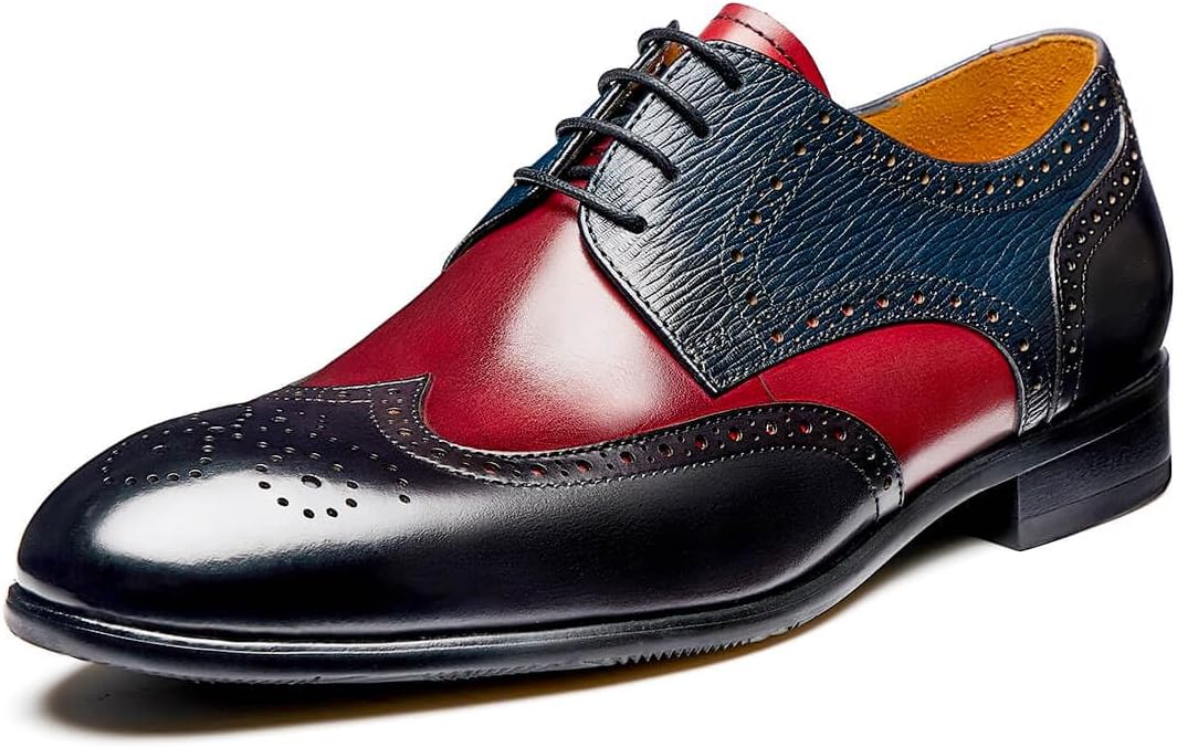 

Мужские классические туфли Jepsengord Wingtip из натуральной кожи коровы, оксфорды с брогированием, формальные деловые и свадебные дерби Jepsen Gord, черный/красный