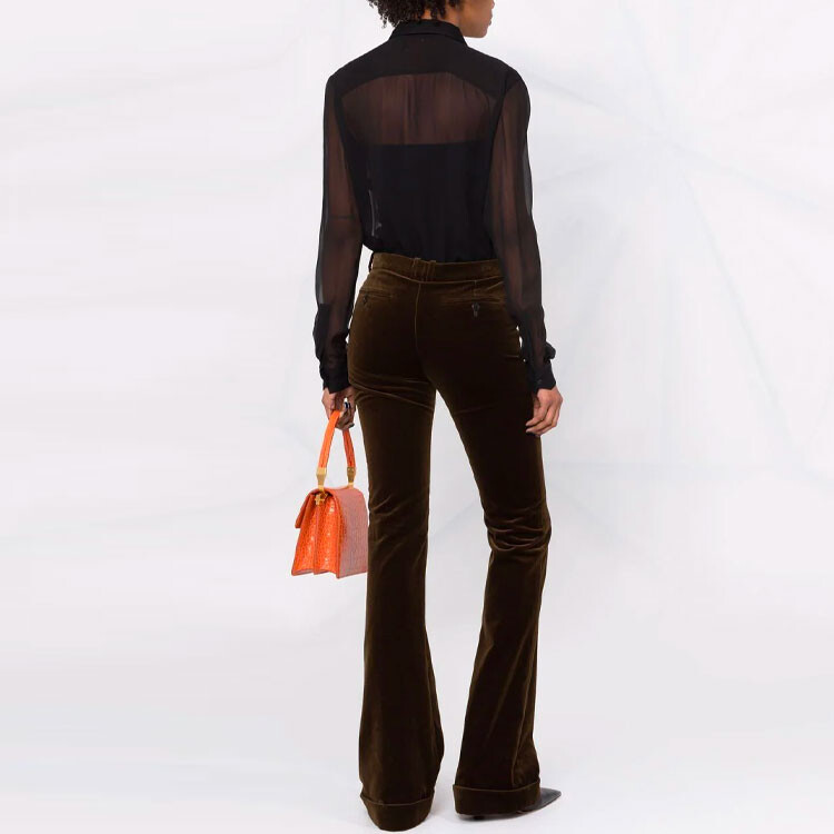 Брюки женские Saint Laurent Long-leg, коричневый — фото 3
