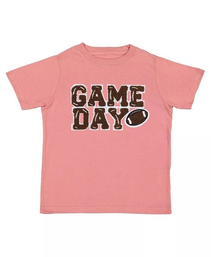 

Футболка с короткими рукавами и нашивкой Game Day для маленьких девочек Sweet Wink, розовый