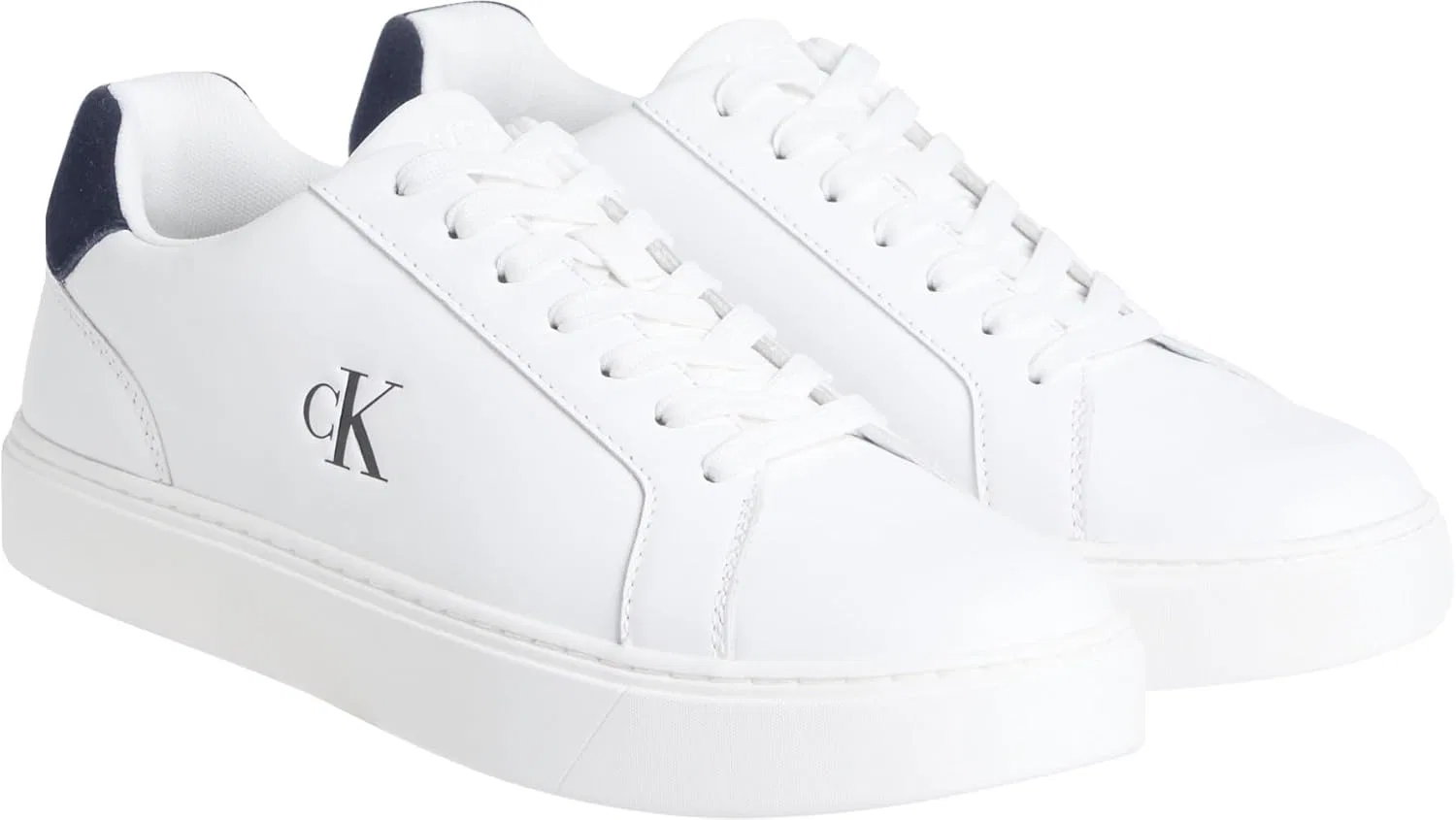 Классические кроссовки Calvin Klein с чашеобразной подошвой и шнуровкой, 02Y, размер 40 EU 02Y - Ярко-белый, темно-синий, 40