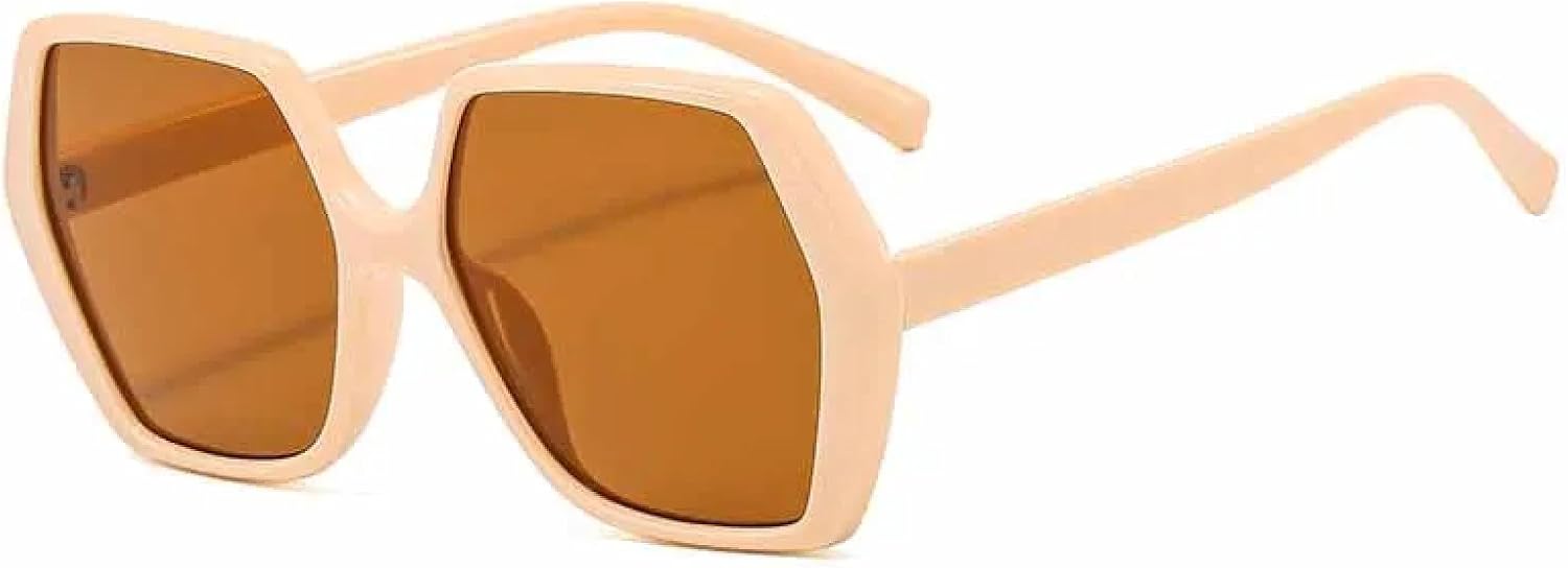 

Винтажные классические солнцезащитные очки в крупной оправе Polygon для мужчин, женщин и унисекс, для активного отдыха и путешествий, с защитой от УФ-излучения UV400 TKKTLLT, Beige Brown