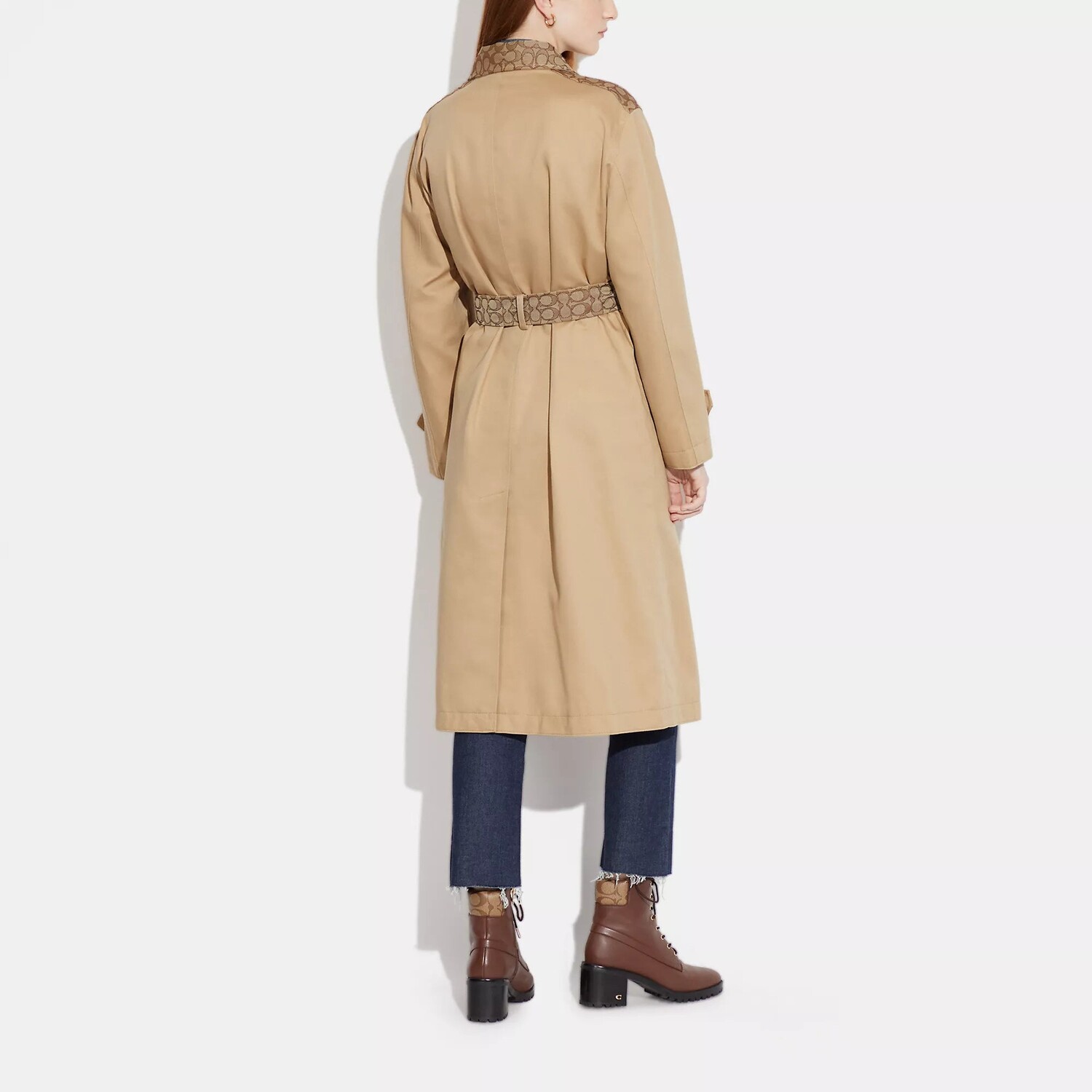 

Тренч с поворотным замком Coach Outlet Signature, цвет Classic Khaki