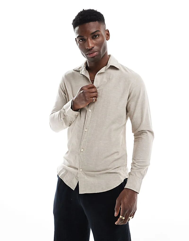 

Рубашка из льняной смеси Jack & Jones бежевого цвета