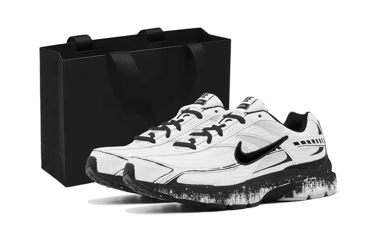

Nike Кроссовки Initiator с амортизацией, износостойкие, дышащие, увеличивающие рост, низкие, мужские, черно-белые