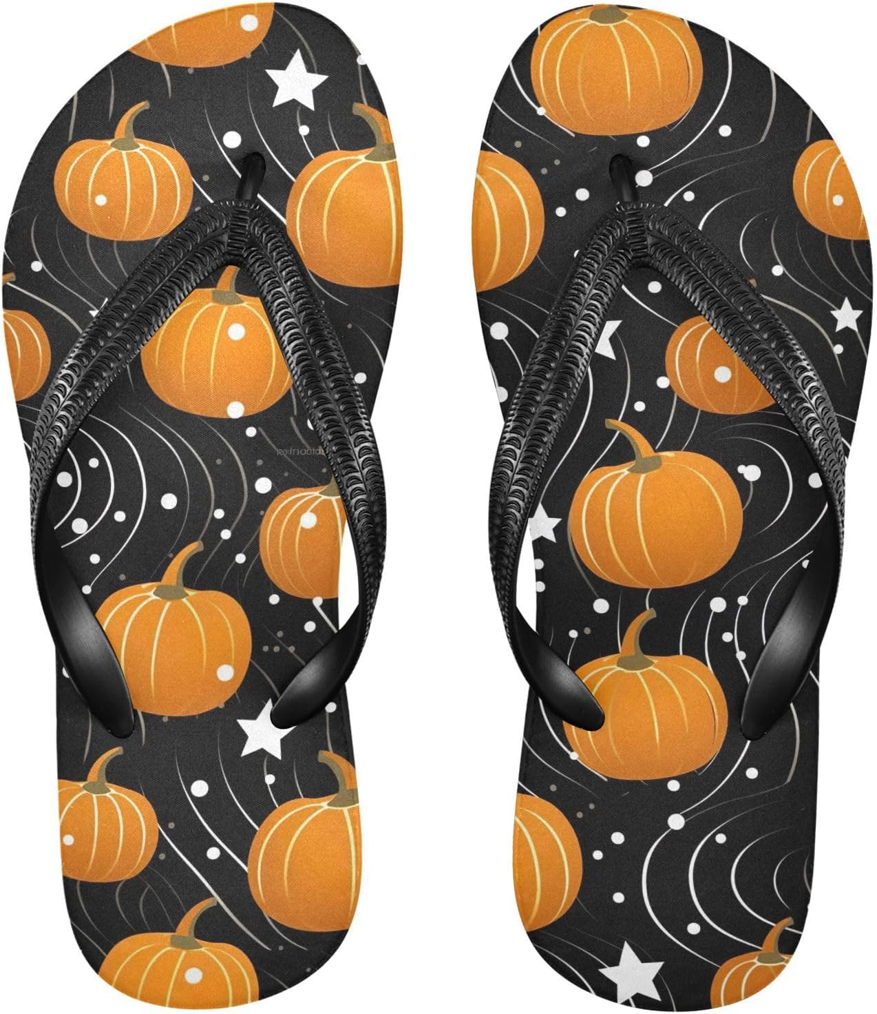 

Женские и мужские шлепанцы SPRIPORT с осенними тыквами и звездами на День благодарения, удобные повседневные тапочки с мягкой подошвой, нескользящей резиновой подошвой, для ванной, душа, прогулок, лета и пляжа, Multicoloured
