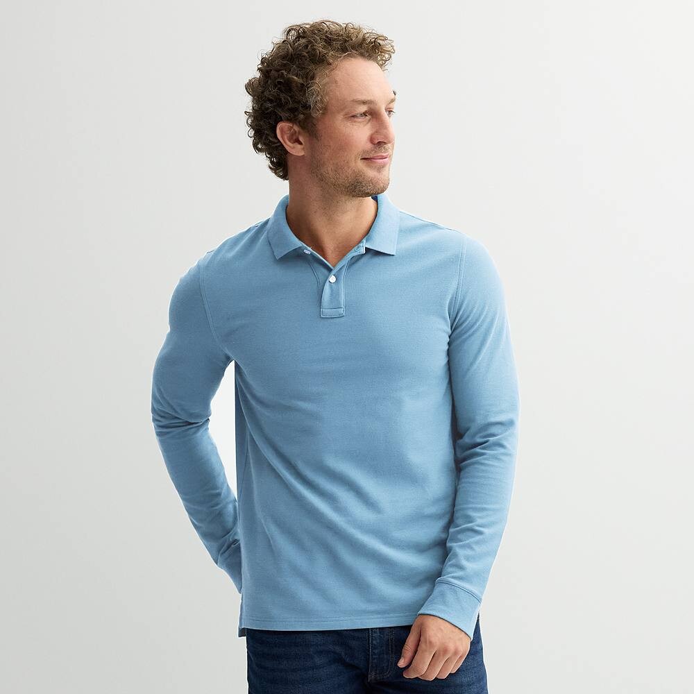 

Мужская рубашка-поло из пике с длинными рукавами Sonoma Goods For Life, цвет Light Blue