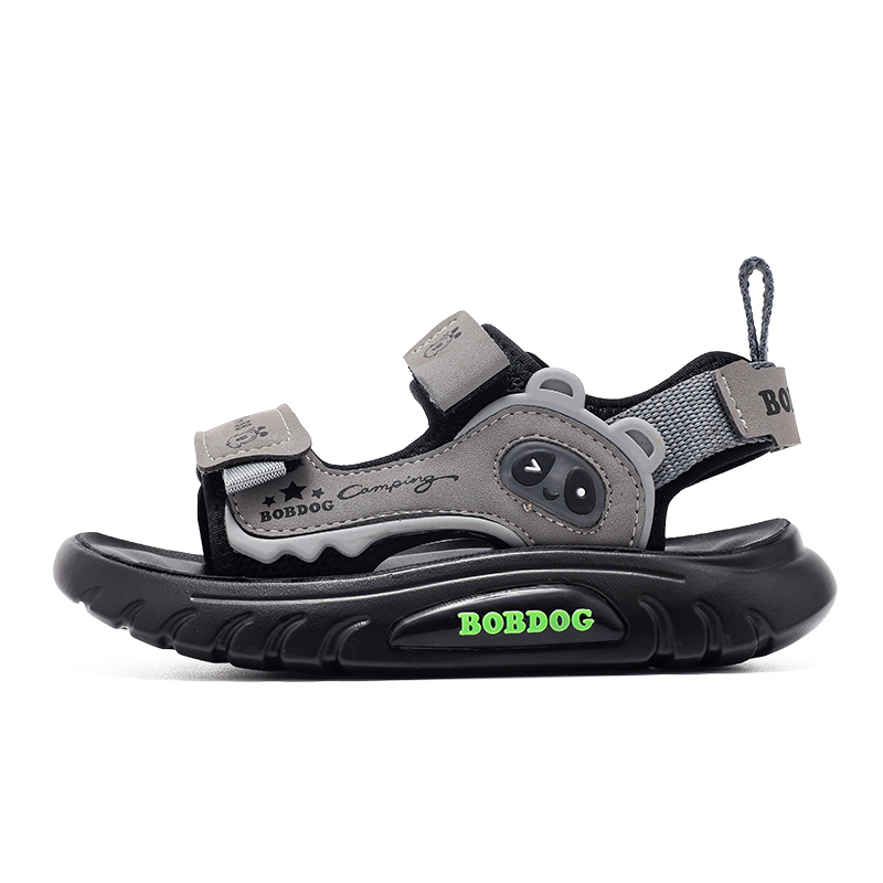 

Детские сандалии с низким верхом, нескользящие, износостойкие, дышащие BOBDOG, серый/черный