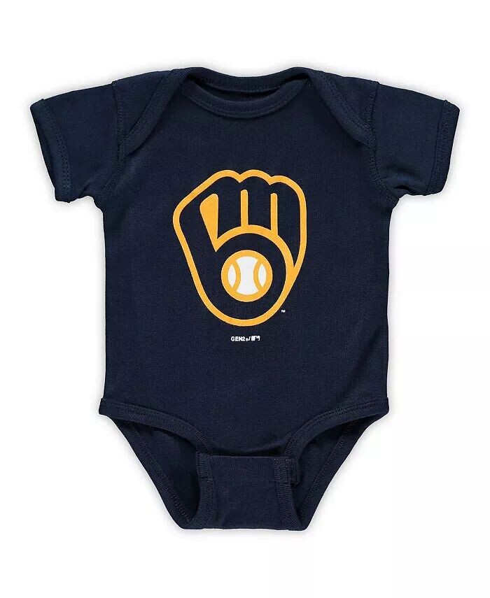 

Унисекс Новорожденный Младенец Navy Milwaukee Brewers Team Primary Logo Боди Outerstuff