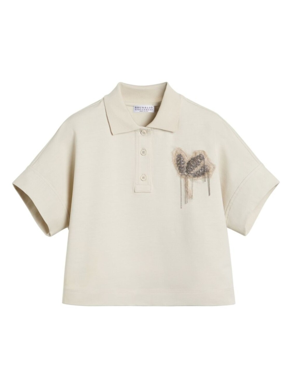 

Детская рубашка-поло с цветочной вышивкой Brunello Cucinelli Brunello Cucinelli Kids, серый