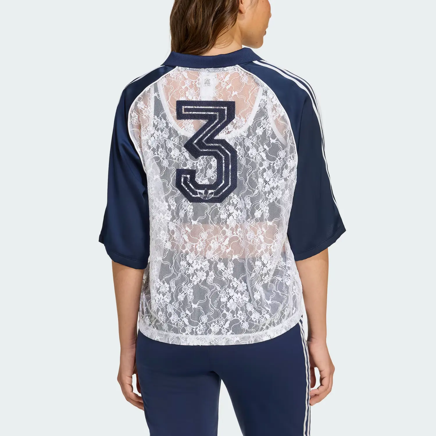 Футболка Lace Jersey Adidas Originals, белый/темный индиго — фото 4