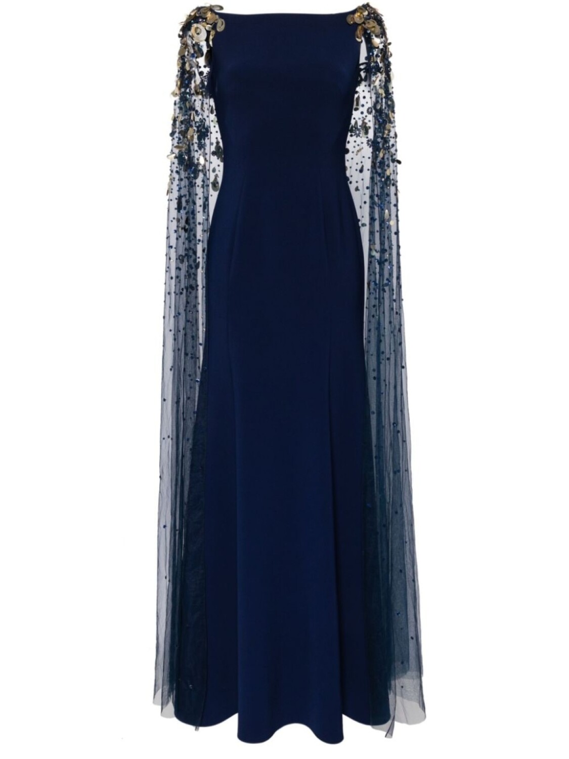 

Jenny Packham платье-кейп Bittersweet с бусинами, синий