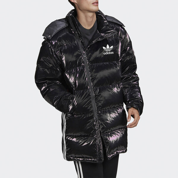 Пуховик adidas originals Thicken Windproof hooded mid-length Sports Down Jacket Black, черный — фото 3