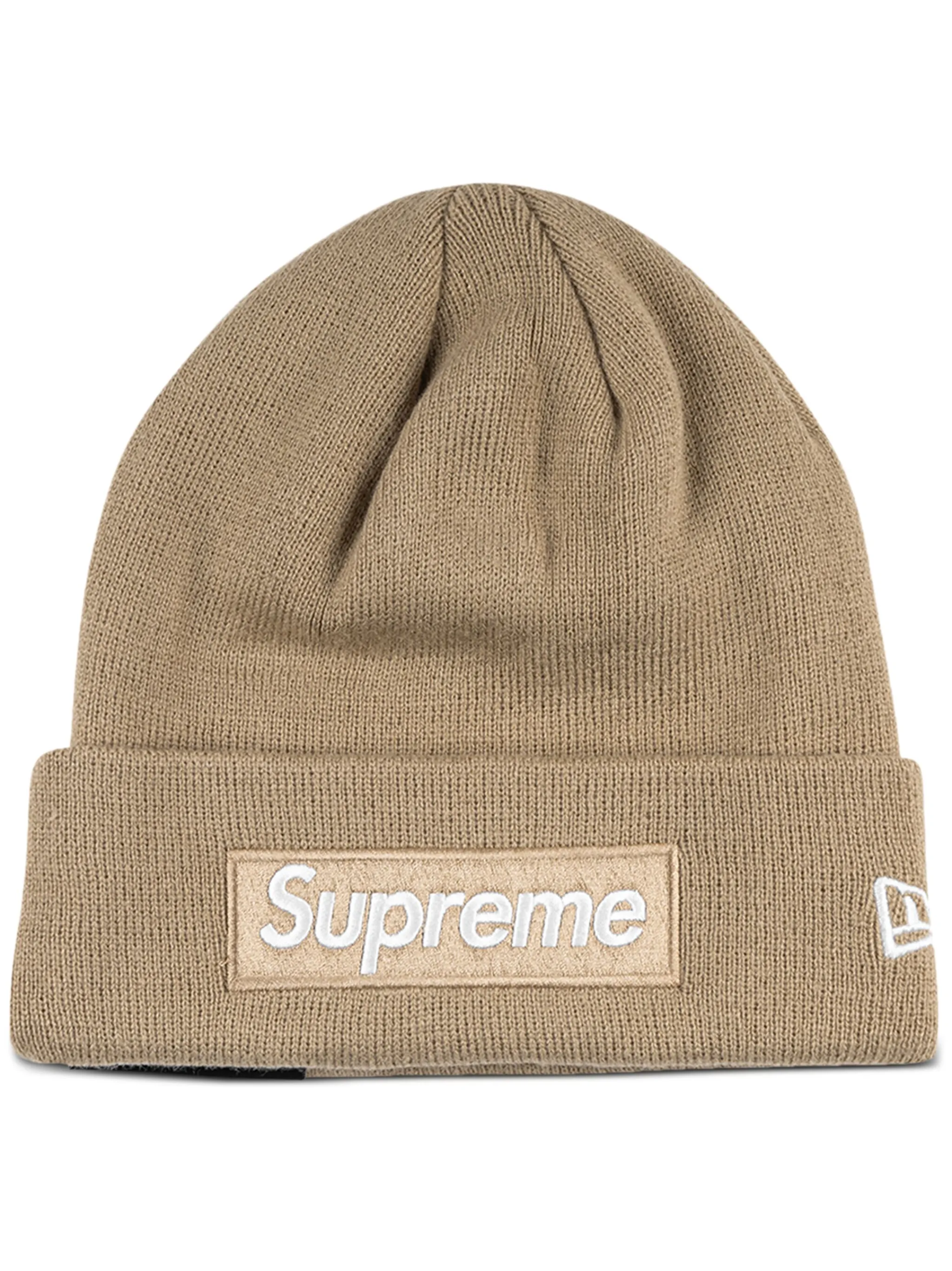 

Шапка бини Box Logo из коллаборации с New Era Supreme, бежевый