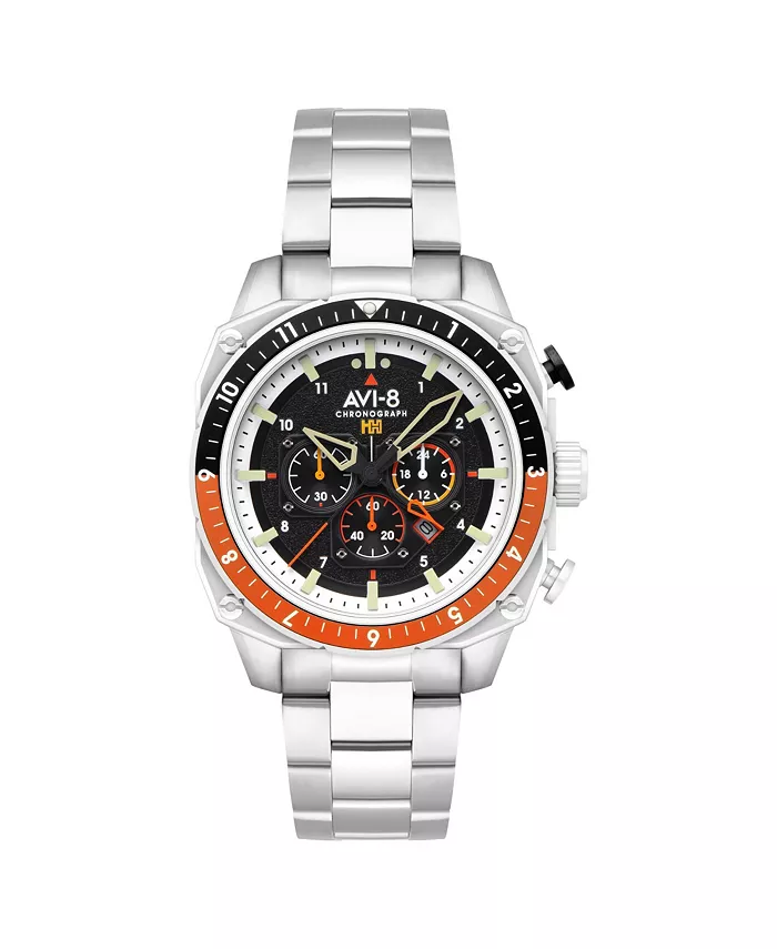 

Мужские часы Hawker Hunter Atlas Dual-Time Chronograph с браслетом из цельной нержавеющей стали, 44 мм AVI-8