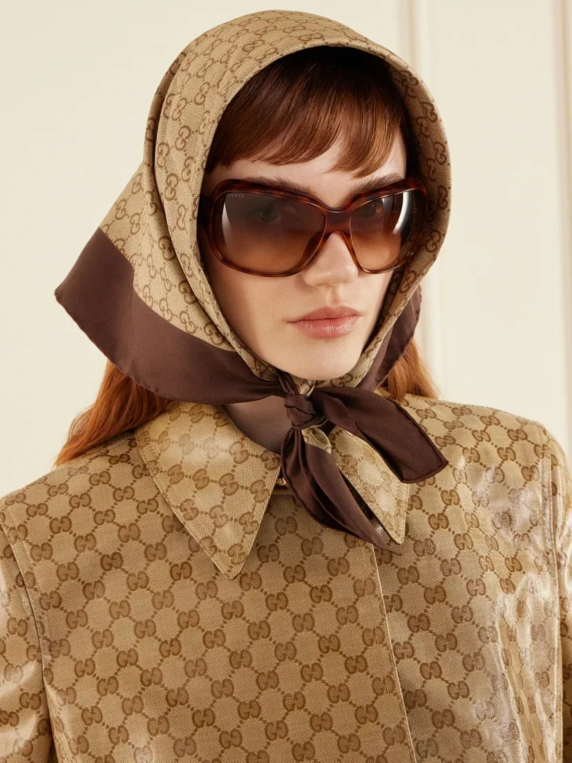 Квадратные черепаховые солнцезащитные очки из ацетата Gucci Eyewear, коричневый — фото 2