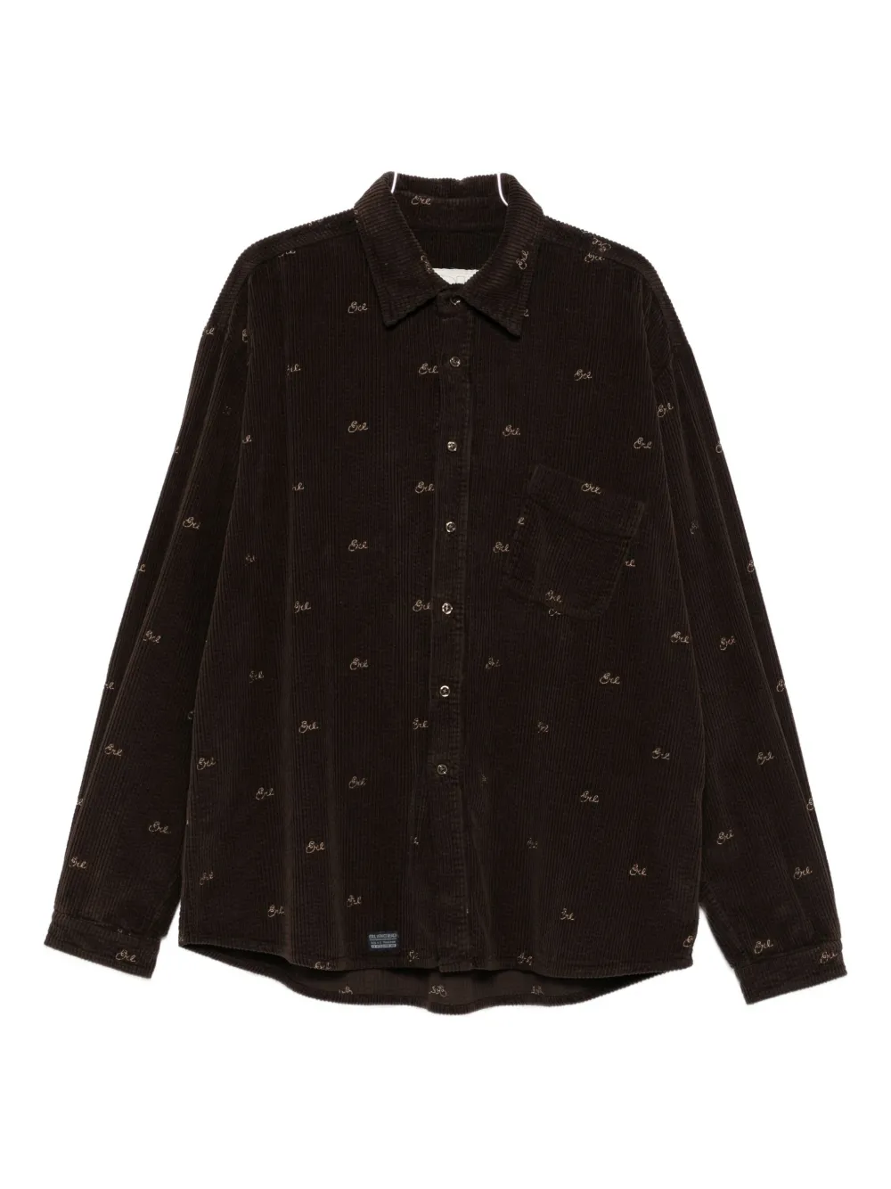 

Вельветовая рубашка-куртка с вышитым логотипом Erl, коричневый