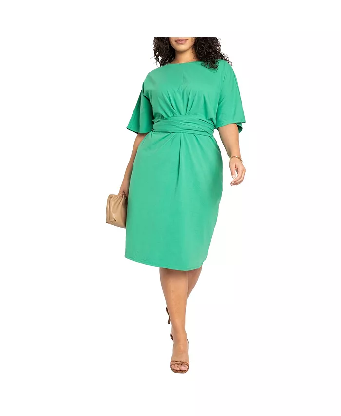 

Платье с перекрещивающимся вырезом и расклешенными рукавами Plus Size ELOQUII, зеленый