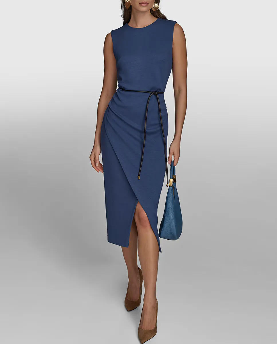 

Платье без рукавов с поясом Donna Karan New York, индиго
