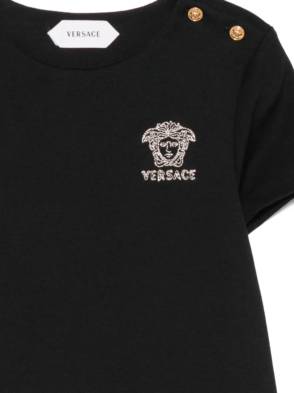 Платье с пуговицами и мотивом Медузы Versace Kids, черный — фото 3