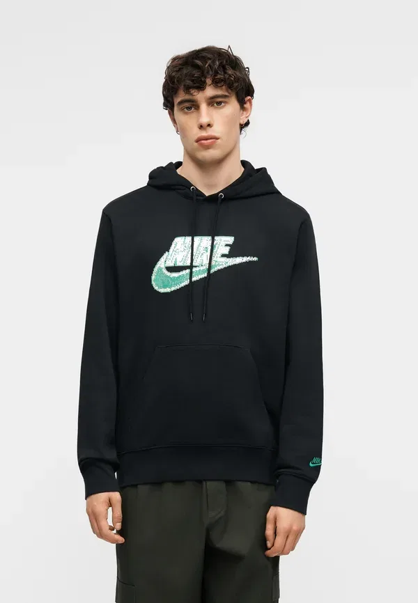 Толстовка с капюшоном Club Scifi Nike Sportswear, черный/малахитовый — фото 3