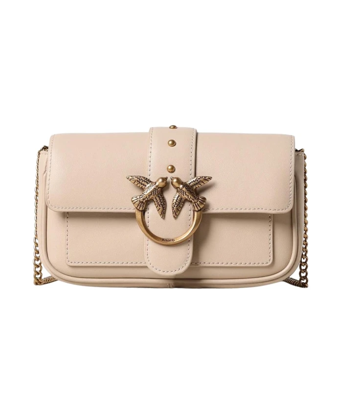 

Миниатюрная кожаная сумочка-клатч Vogel Pinko, бежевый