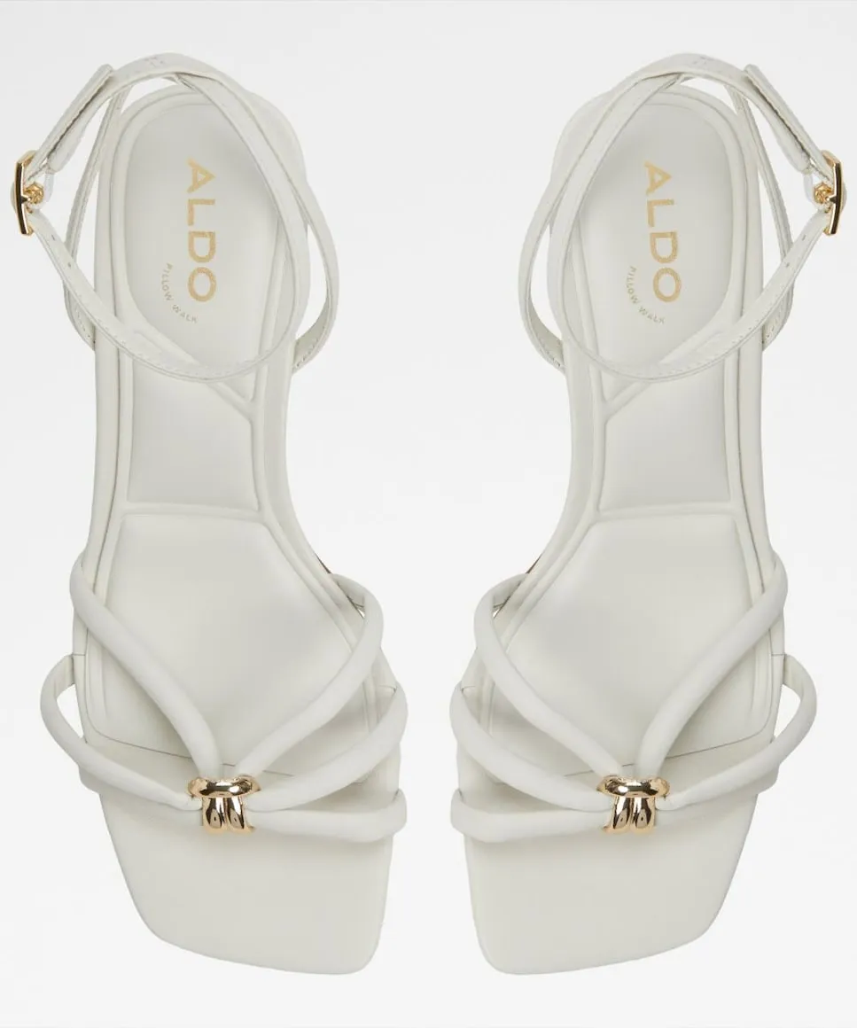 Женские кожаные босоножки на квадратном каблуке Aldo, белый — фото 3