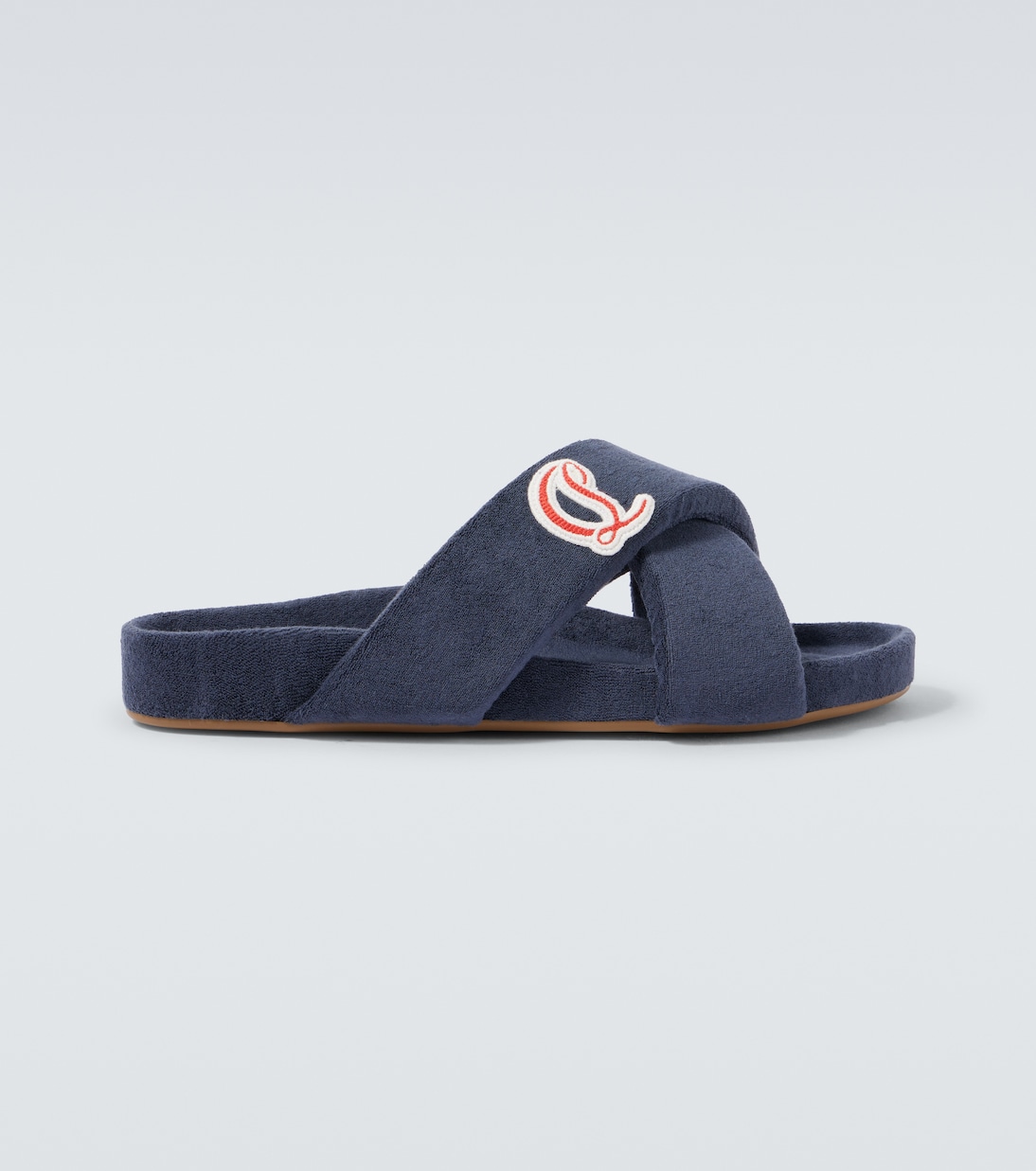

Бирюзовые слайды с вышитым логотипом Bizzu Christian Louboutin, Marine