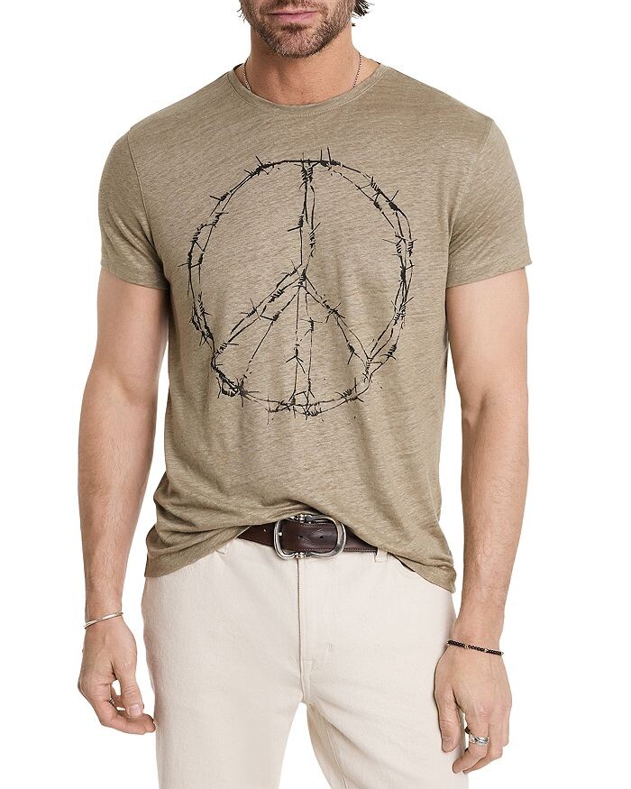 

Льняная футболка John Varvatos с колючей проволокой Peace, коричневый/бежевый