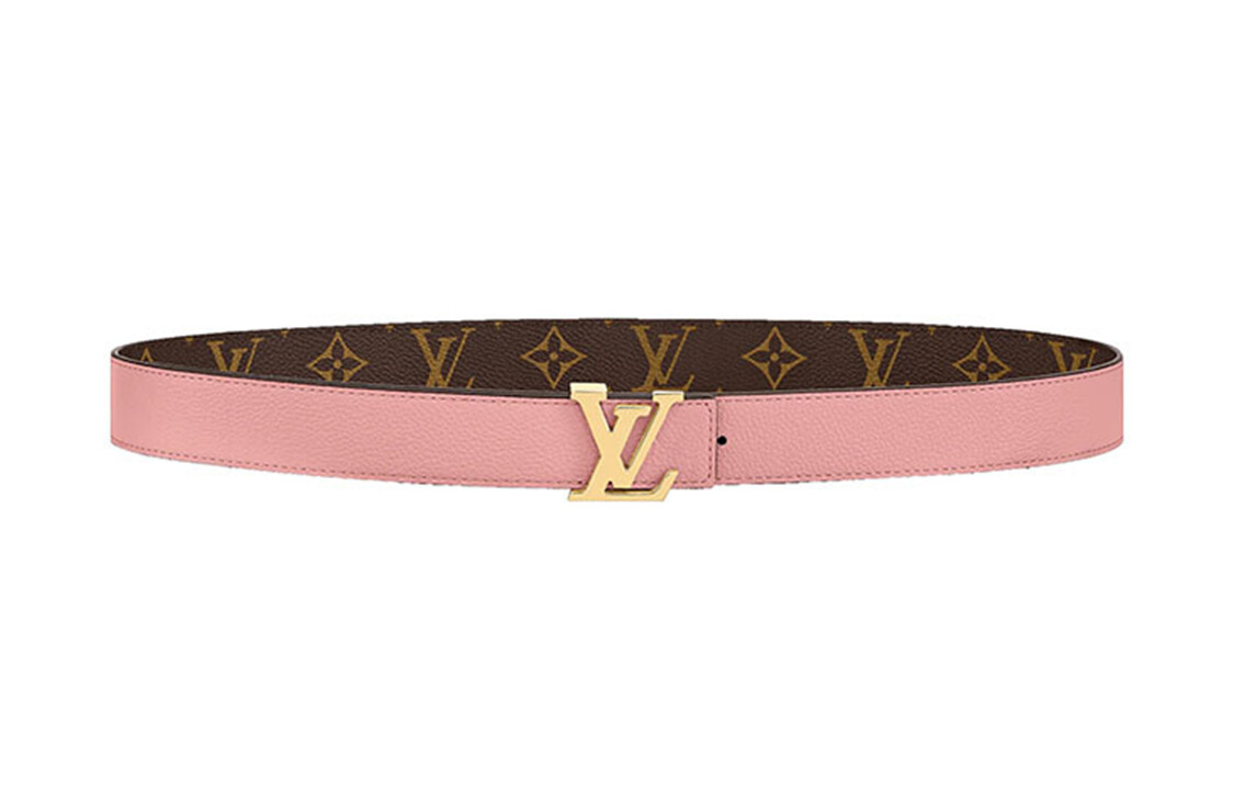 Женский кожаный ремень Louis Vuitton, коричневый/розовый — фото 3
