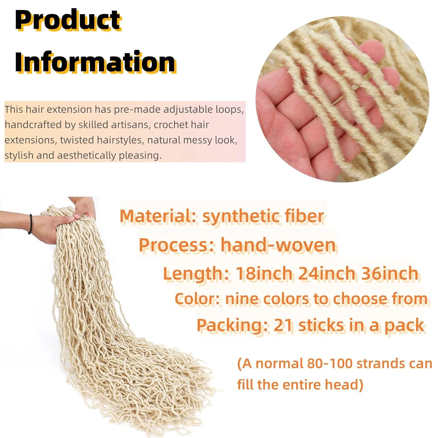 Синтетические дреды Faux Loc Crochet Hair для наращивания ‎Zbyxpp, 613 — фото 3