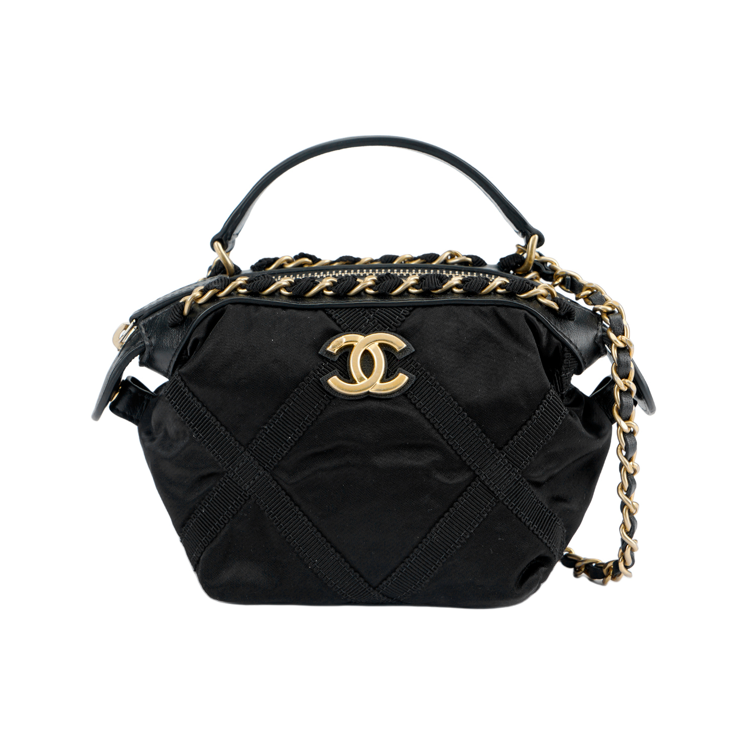 

Chanel Женская сумка из атласного нейлона, стандартного размера, черная