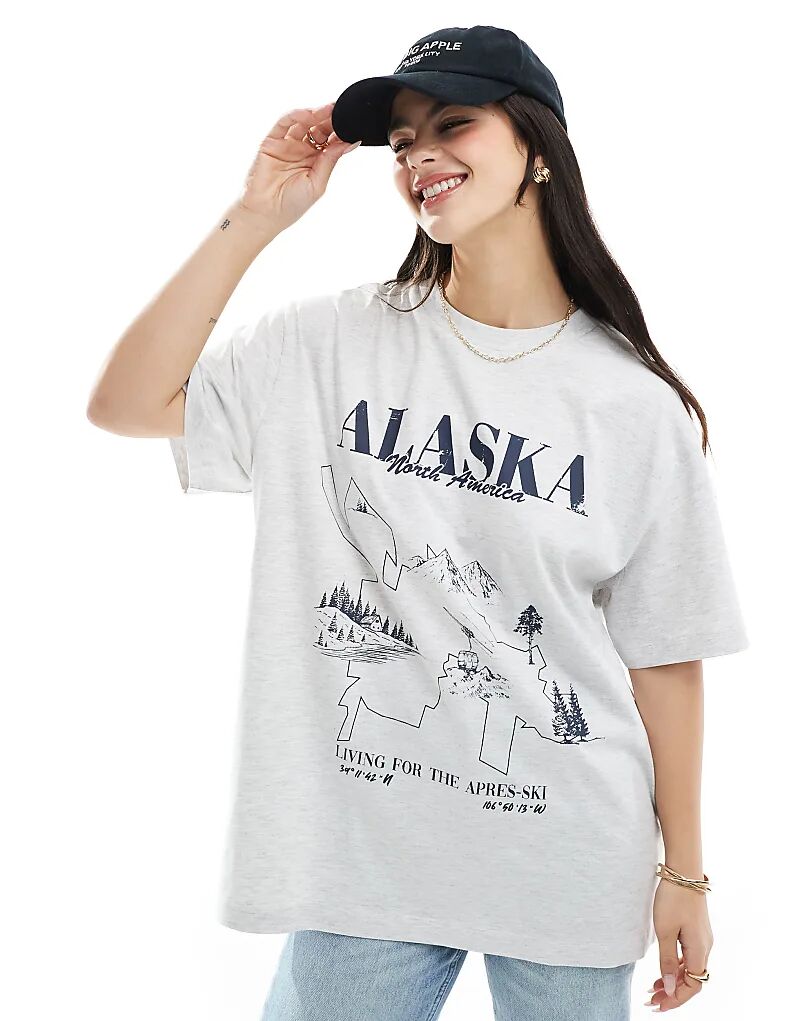 

Футболка свободного кроя ASOS DESIGN с принтом «Горные лыжи в Колорадо» в цвете «ледяной вереск»