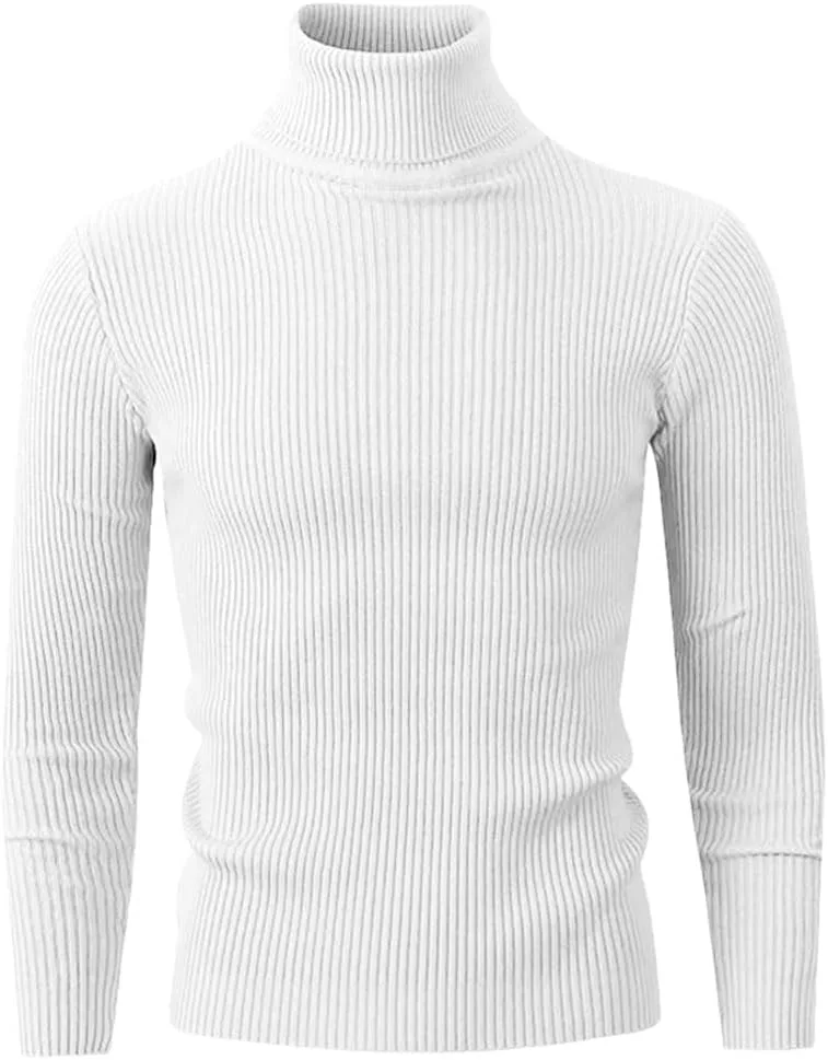 

Мужской однотонный повседневный свитер с высоким воротником Slim Fit